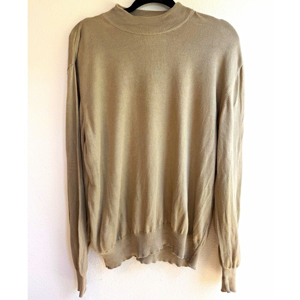 Mondo di Marco Men’s M Beige Cotton Rayon Knit Crewneck Long Sleeve Pullover